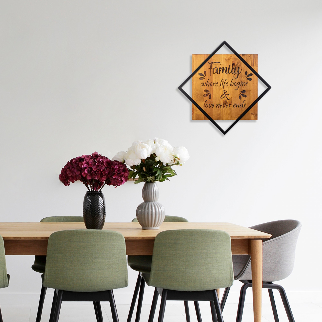 Poze Accesoriu decorativ de perete din lemn Family where life begins
