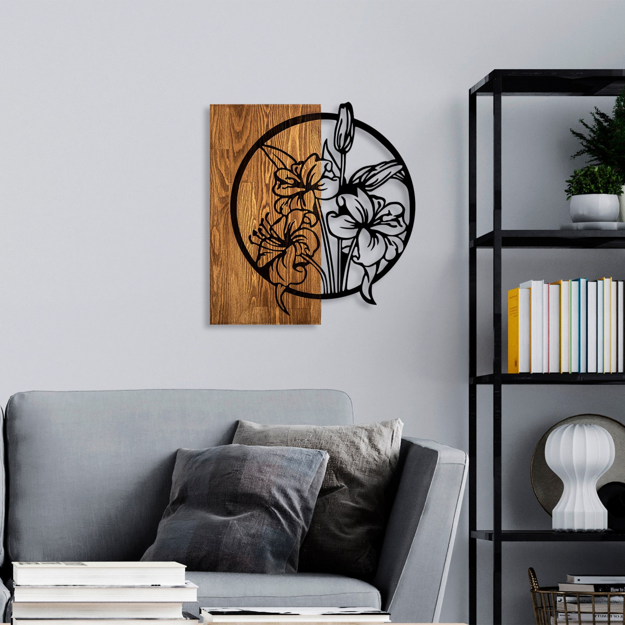 Poze Accesoriu decorativ de perete din lemn Flowers