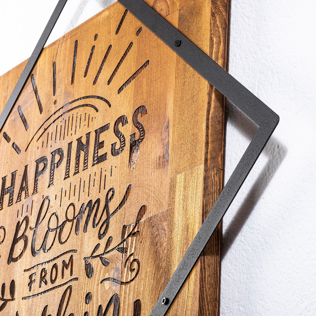 Poze Accesoriu decorativ de perete din lemn Happiness blooms from within