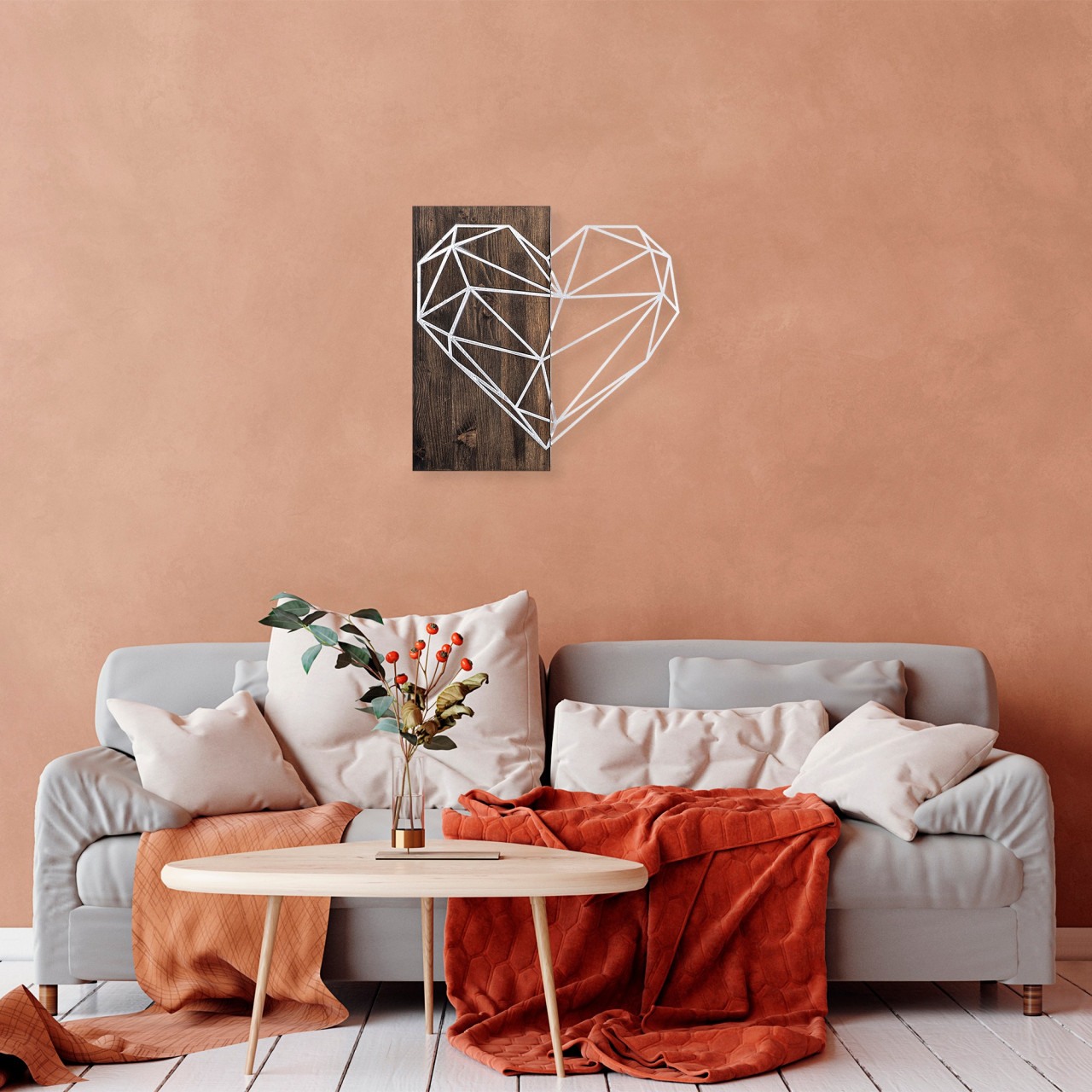 Poze Accesoriu decorativ de perete din lemn Heart argintiu