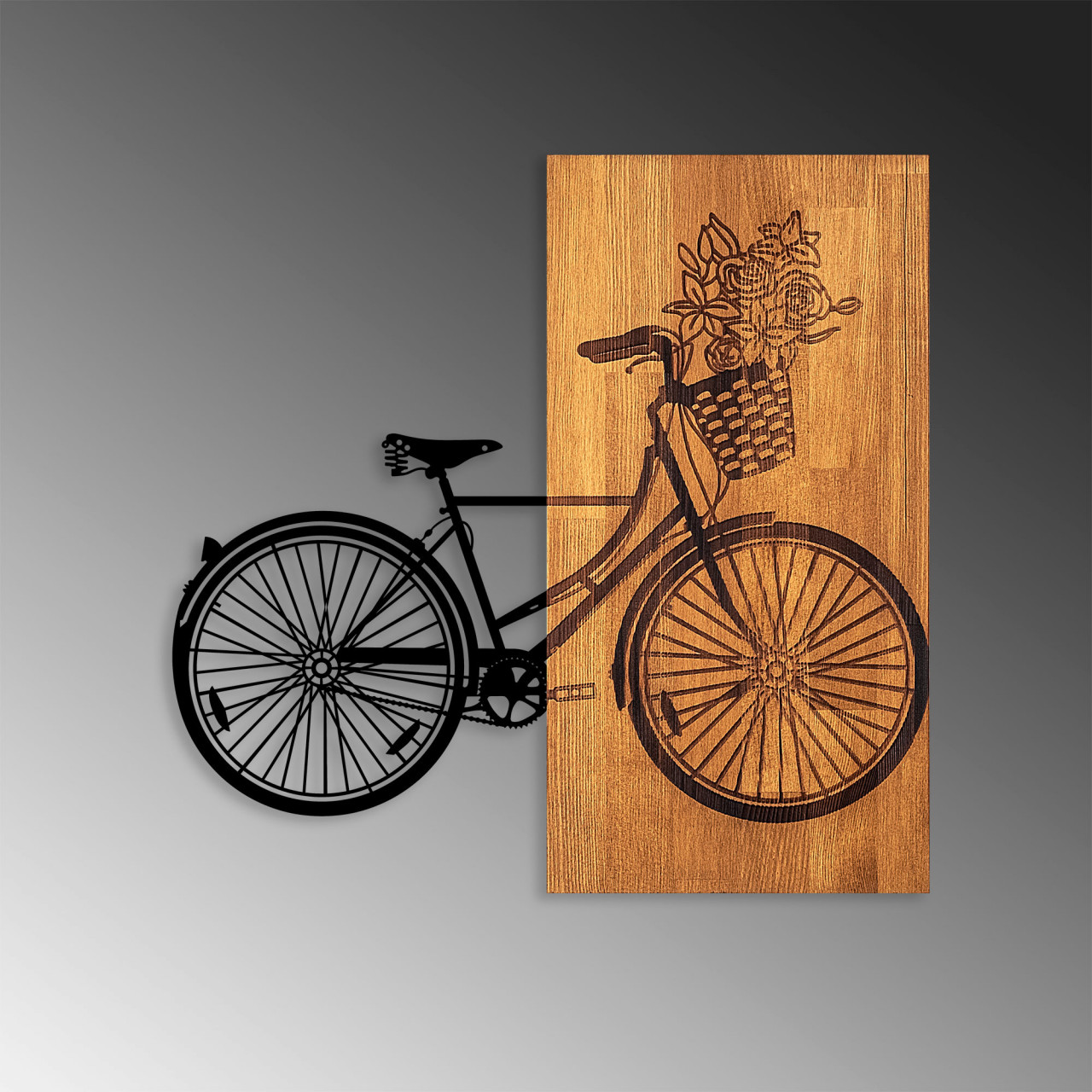 Poze Accesoriu decorativ de perete din lemn Historical Floral Bike - M - 377