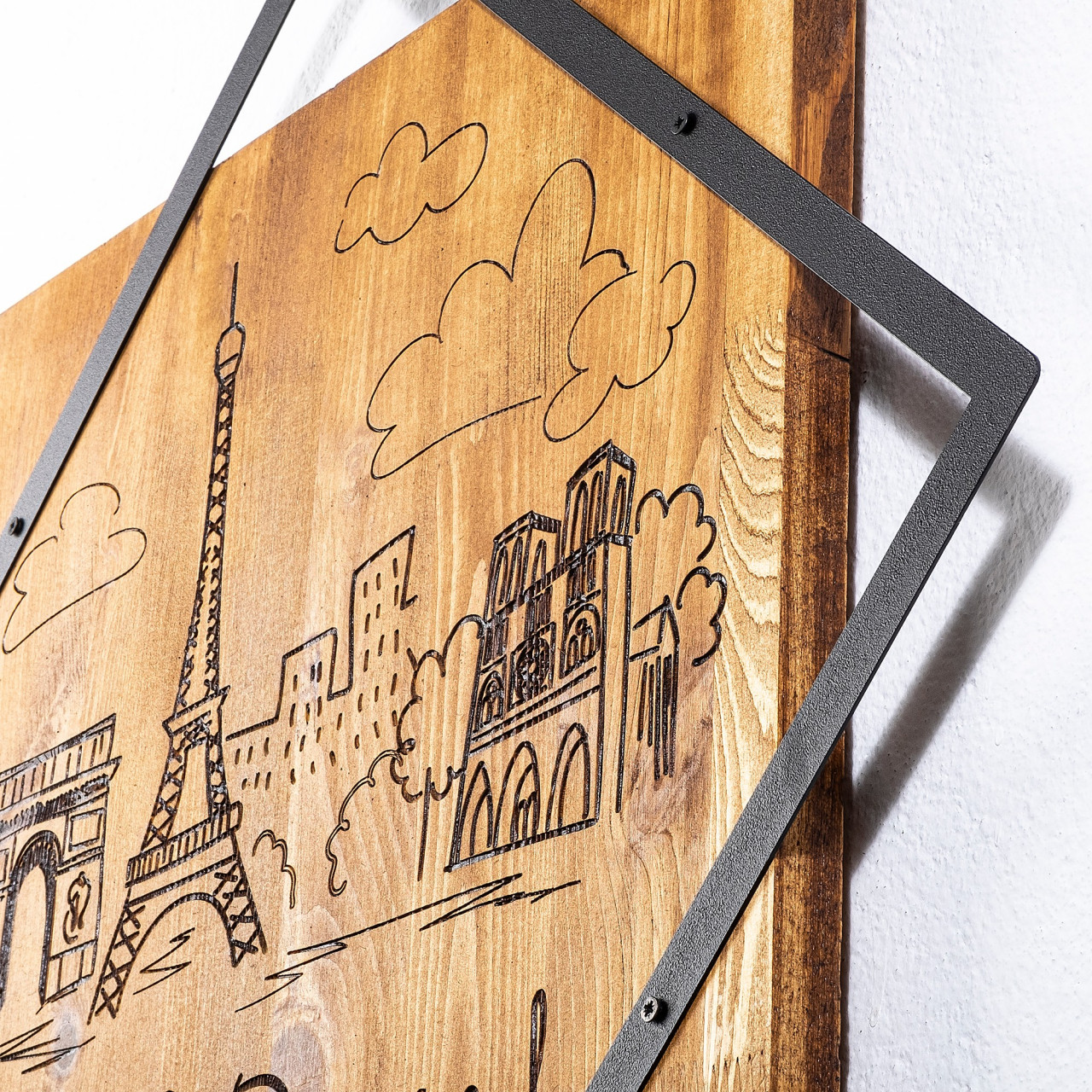 Poze Accesoriu decorativ de perete din lemn I love Paris