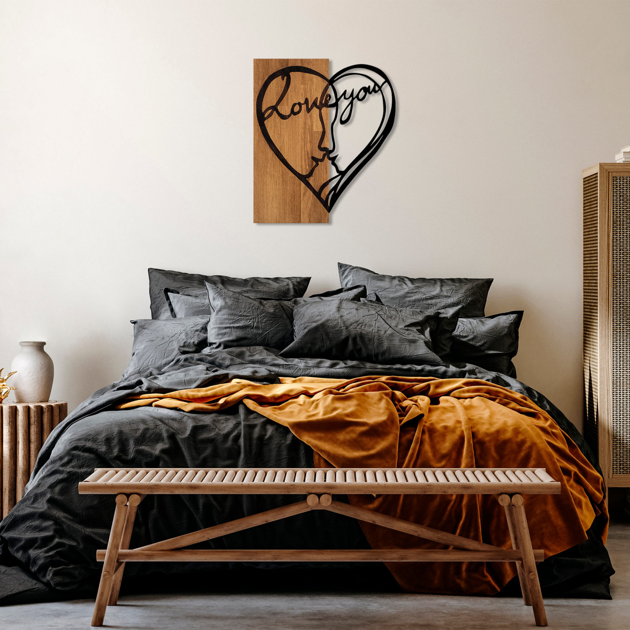 Poze Accesoriu decorativ de perete din lemn I love you