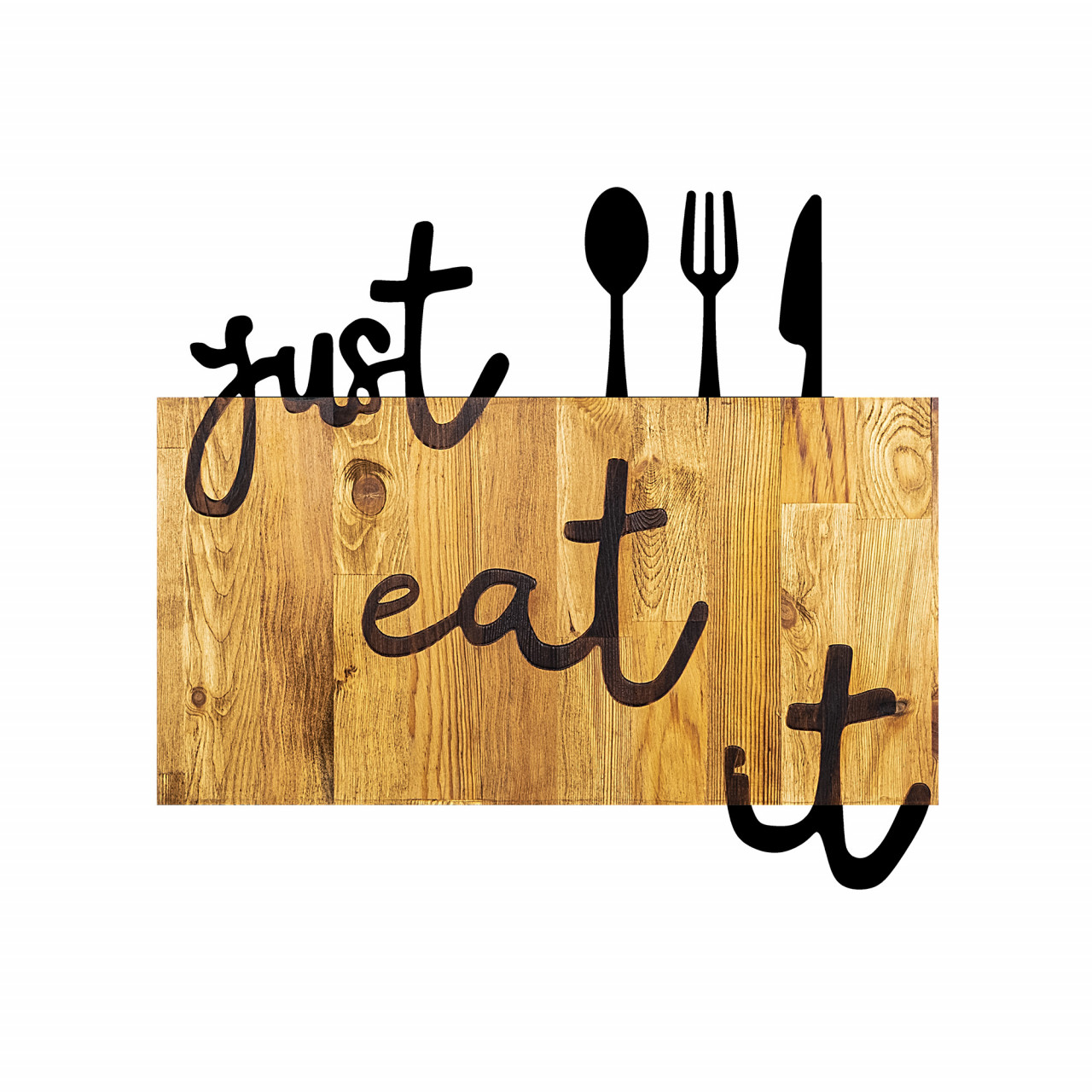 Poze Accesoriu decorativ de perete din lemn Just Eat It
