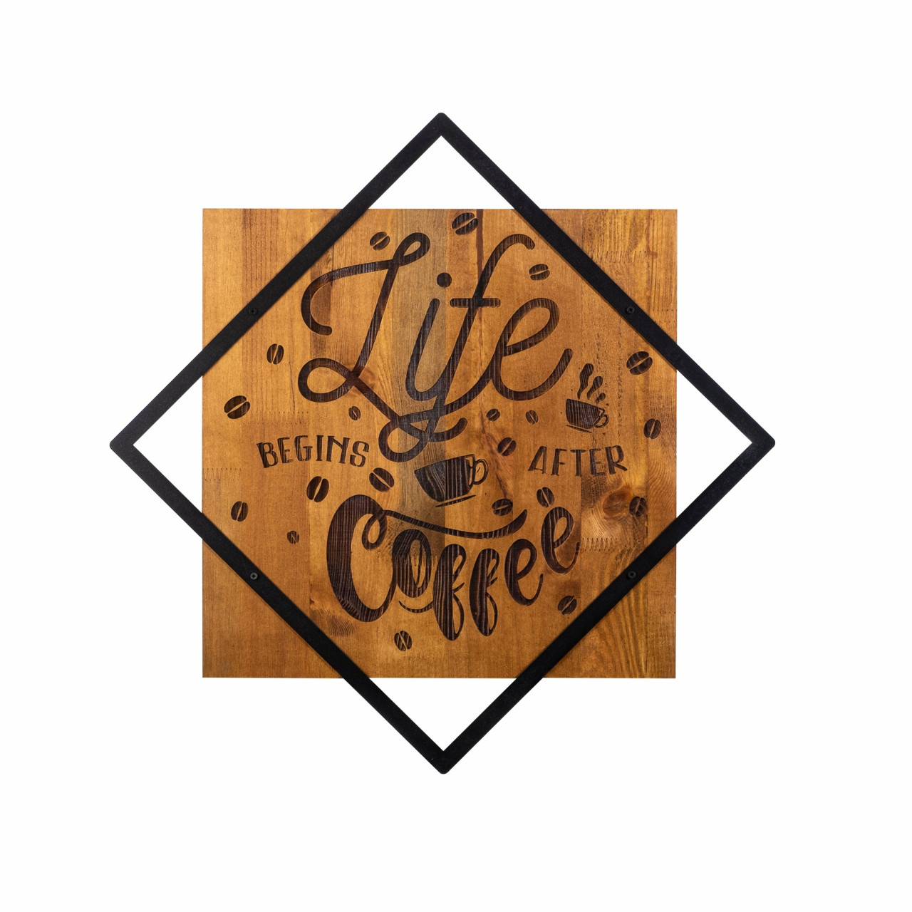 Poze Accesoriu decorativ de perete din lemn Life begins after coffee