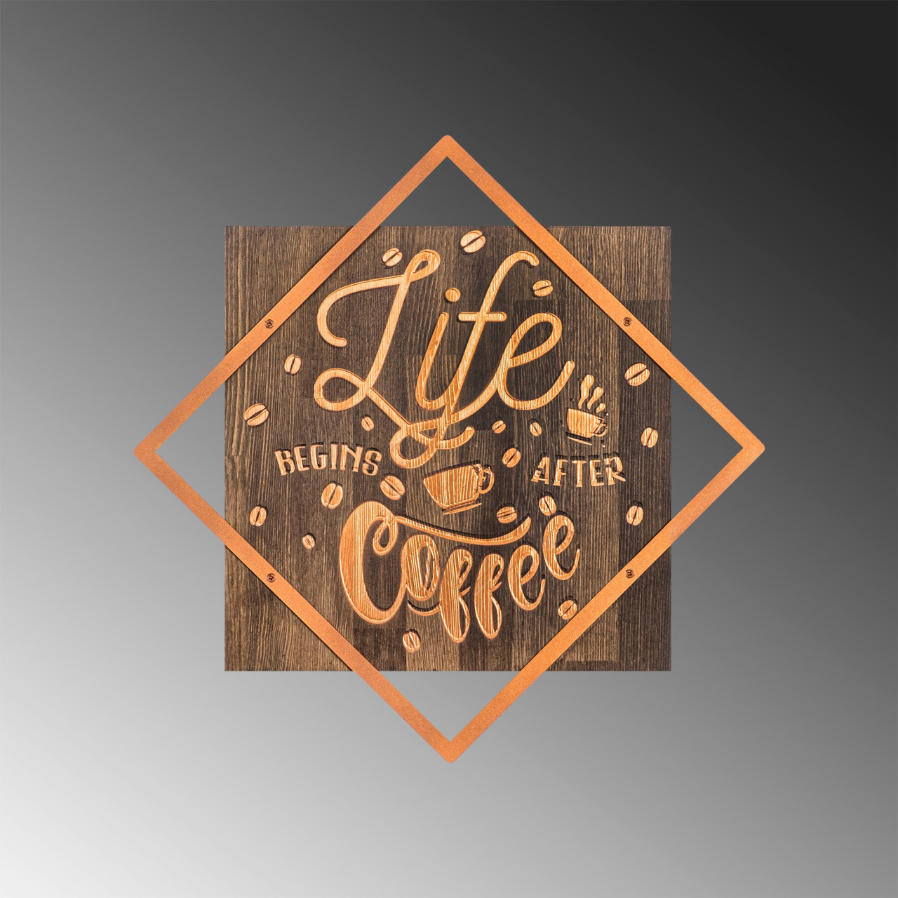 Poze Accesoriu decorativ de perete din lemn - Life begins after coffee