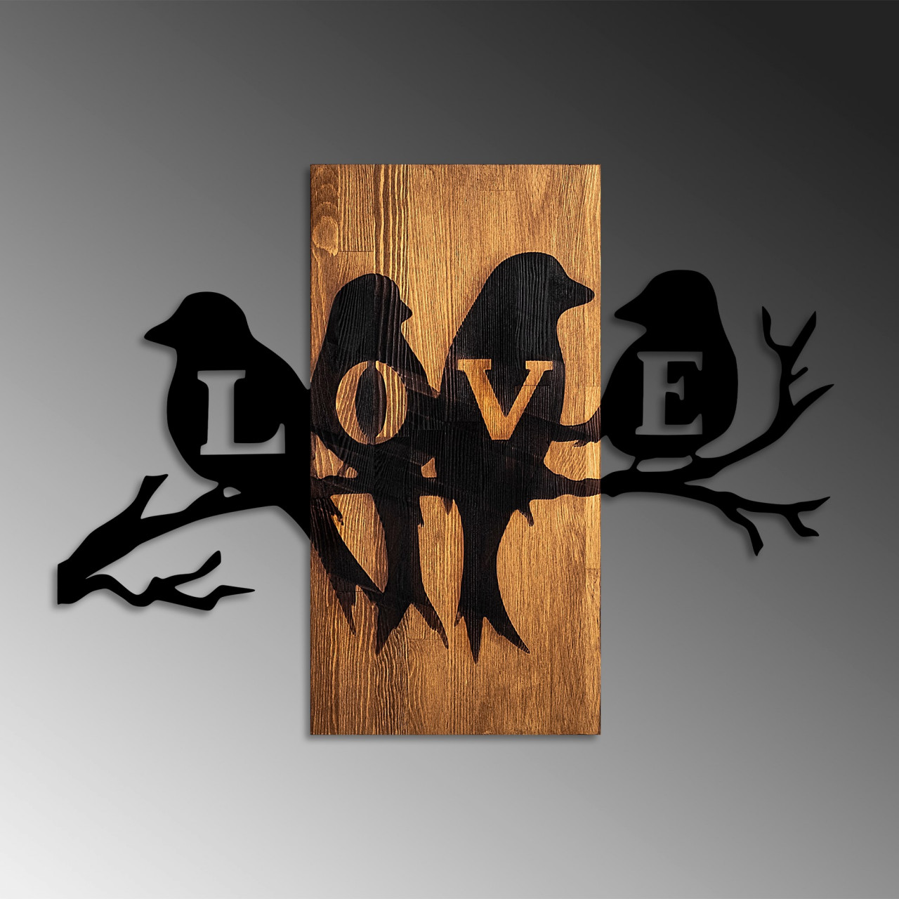 Poze Accesoriu decorativ de perete din lemn Love birds