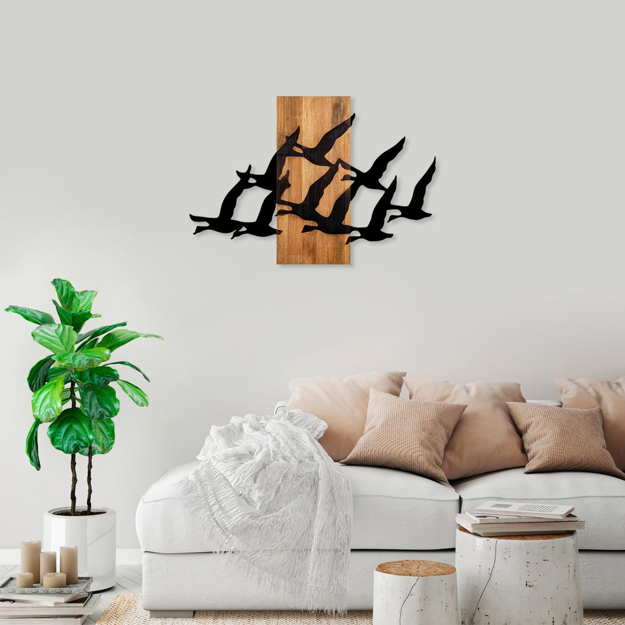 Poze Accesoriu decorativ de perete din lemn Migrant birds - 375