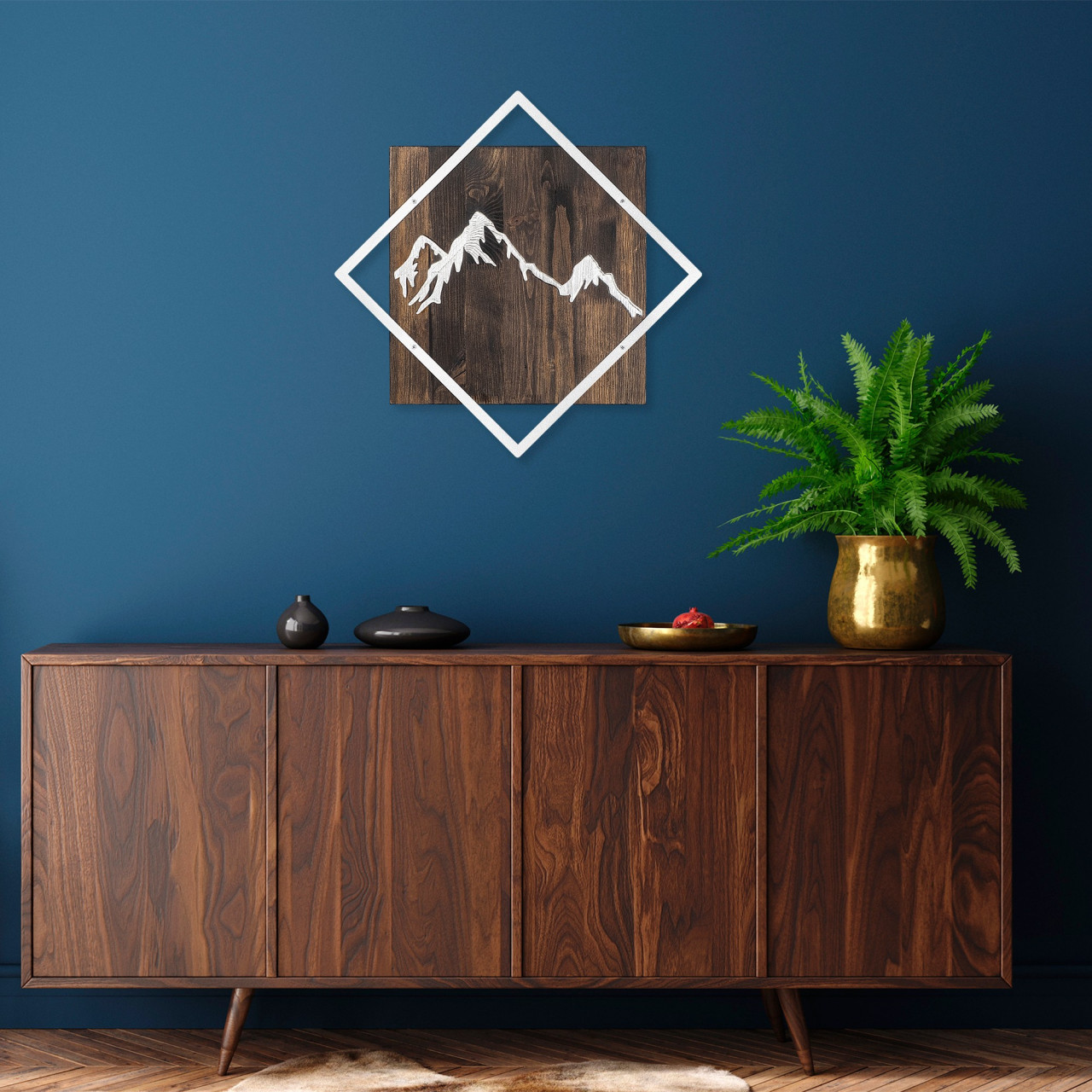 Poze Accesoriu decorativ de perete din lemn Mountain argintiu