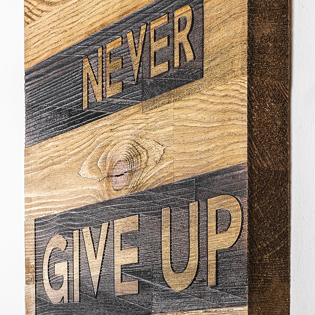 Poze Accesoriu decorativ de perete din lemn Never give up