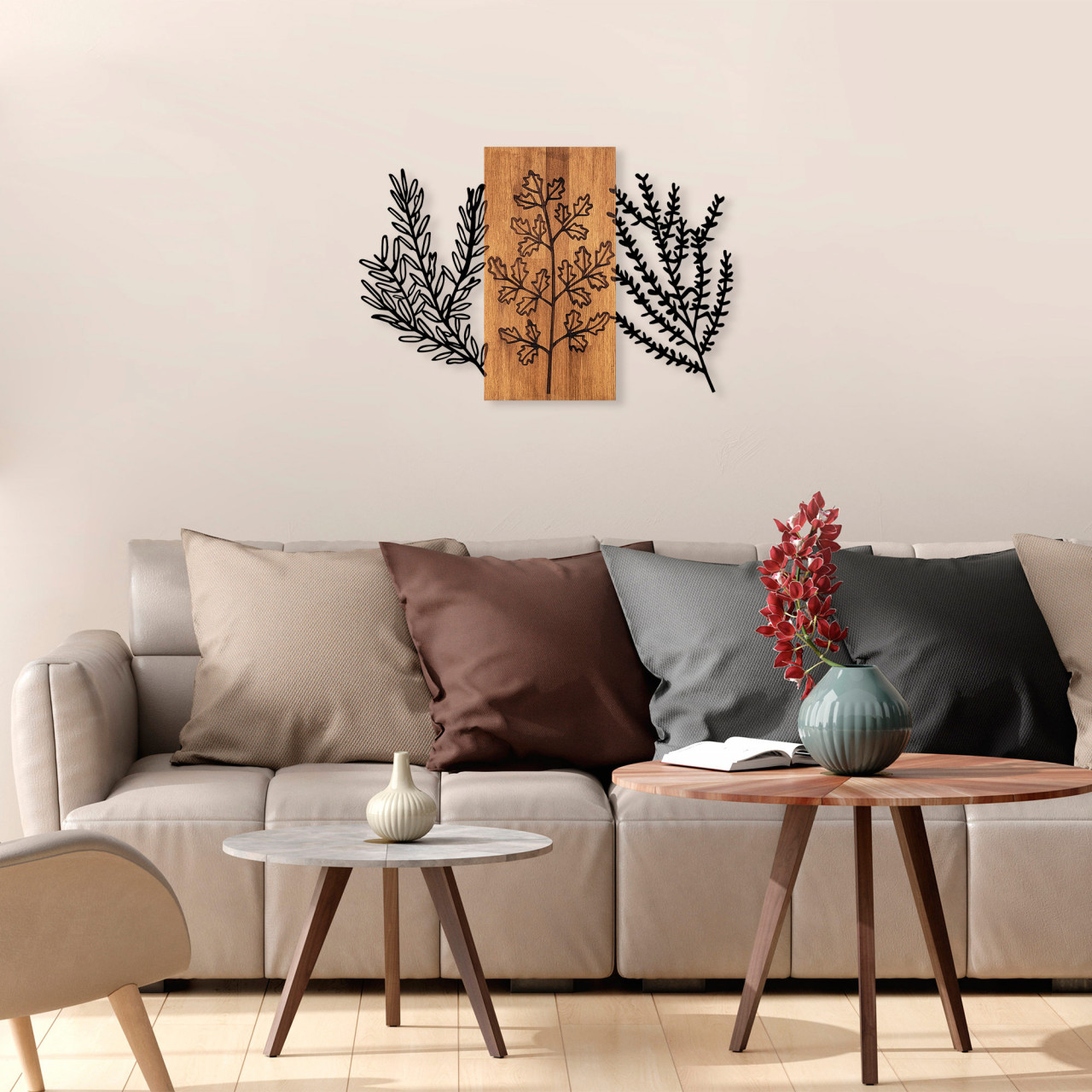 Poze Accesoriu decorativ de perete din lemn Triple herbs - 385