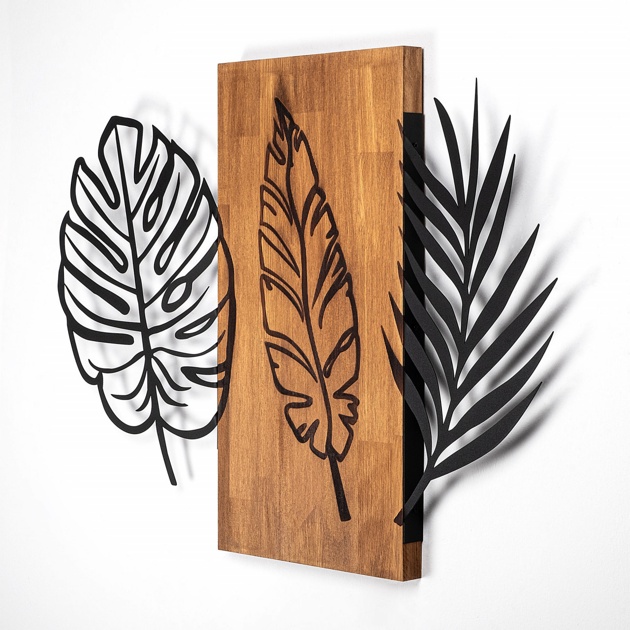 Poze Accesoriu decorativ de perete din lemn Triple leaves - 384