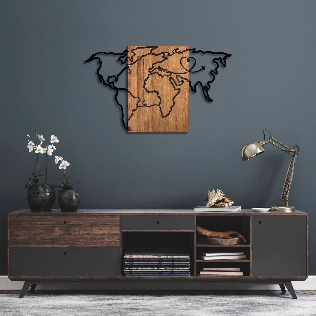Poze Accesoriu decorativ de perete din lemn Wold Map - 316