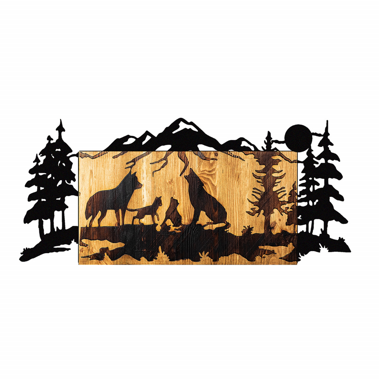 Poze Accesoriu decorativ de perete din lemn Wolves