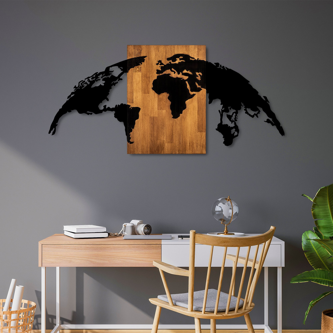 Poze Accesoriu decorativ de perete din lemn World map 20