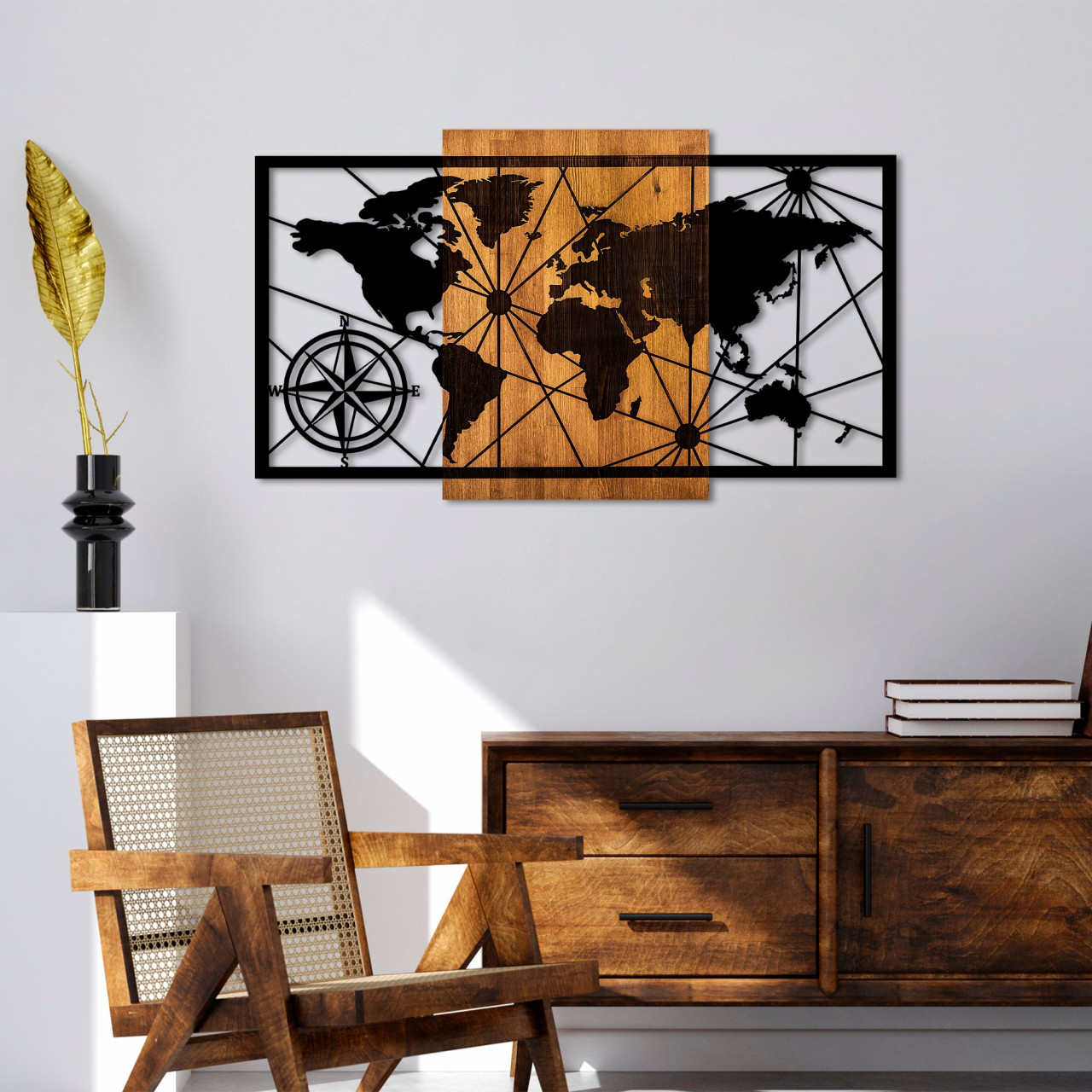 Poze Accesoriu decorativ de perete din lemn World Map 3-L