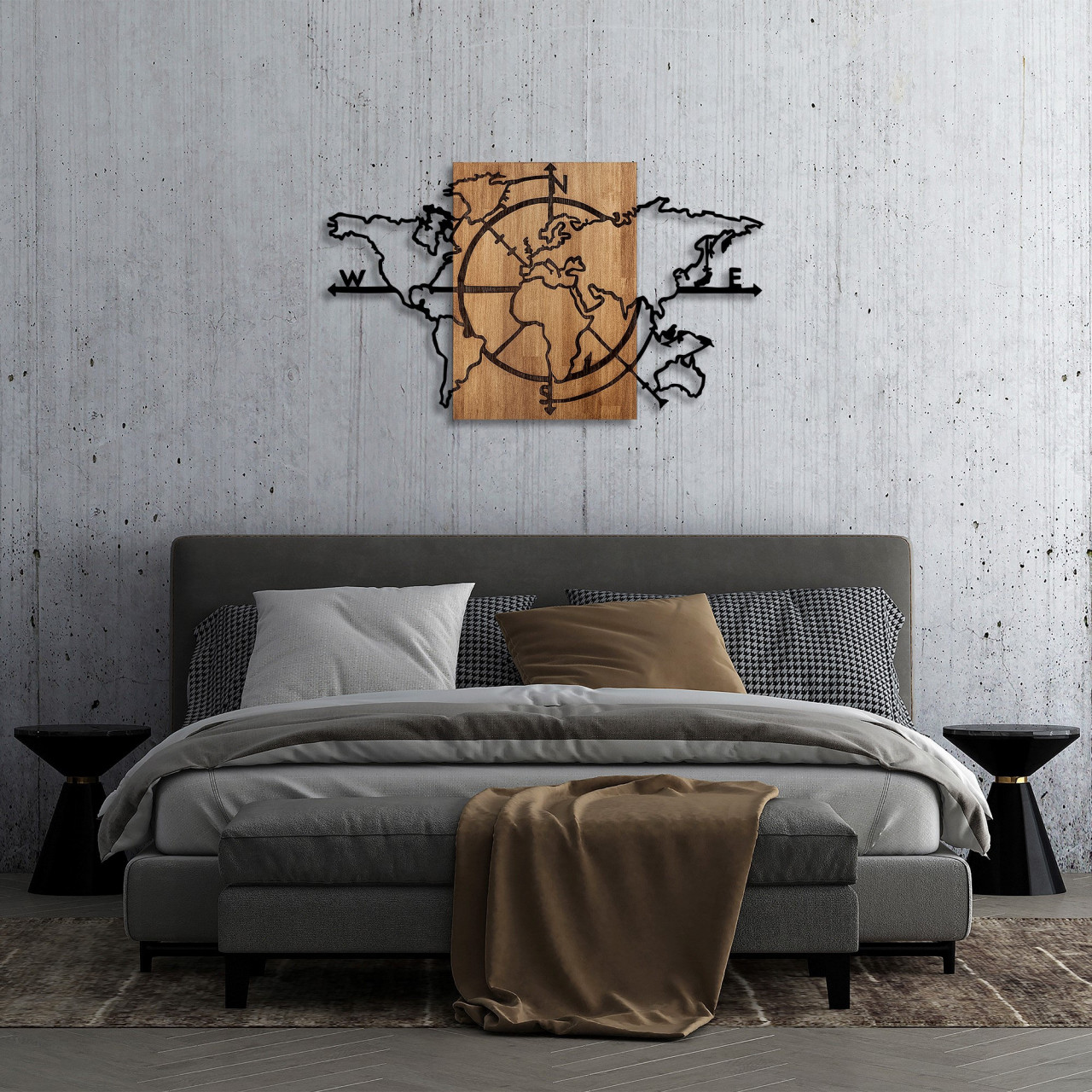 Poze Accesoriu decorativ de perete din lemn World Map - 324