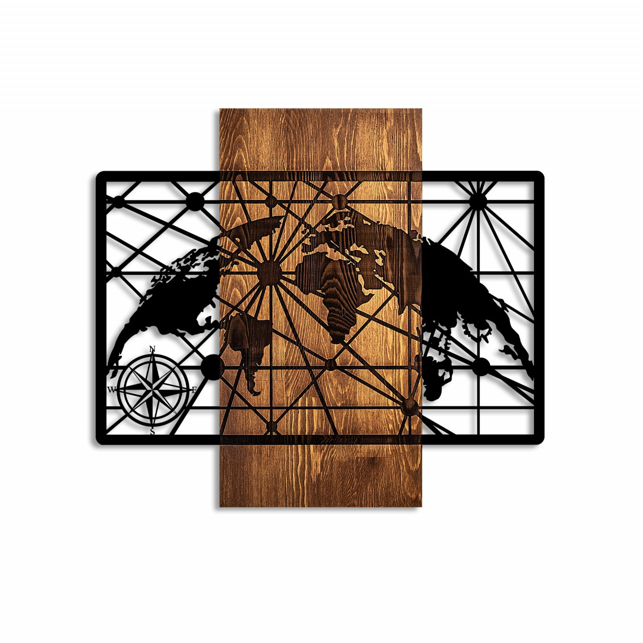 Poze Accesoriu decorativ de perete din lemn World Map 5-M