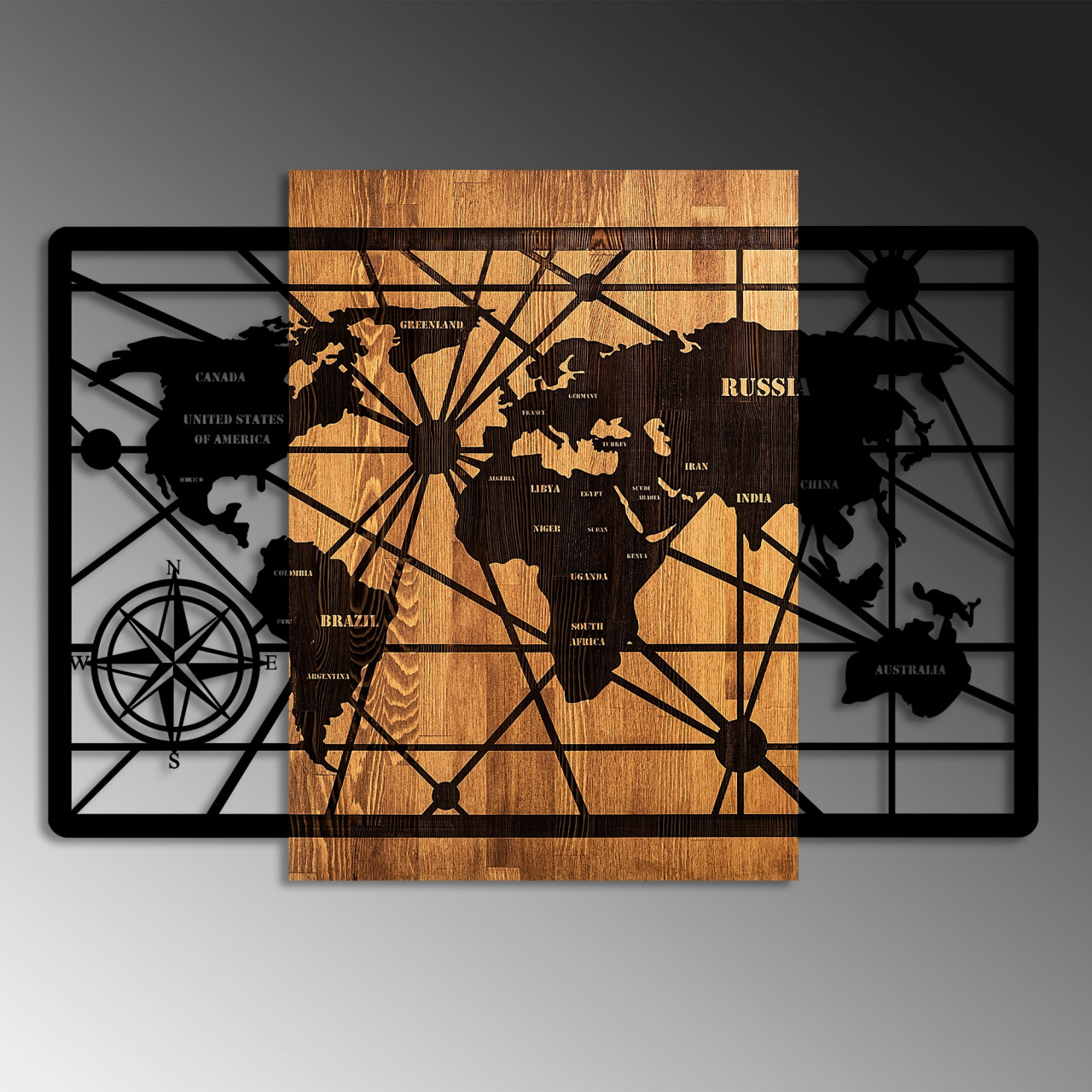 Poze Accesoriu decorativ de perete din lemn World Map 6-L