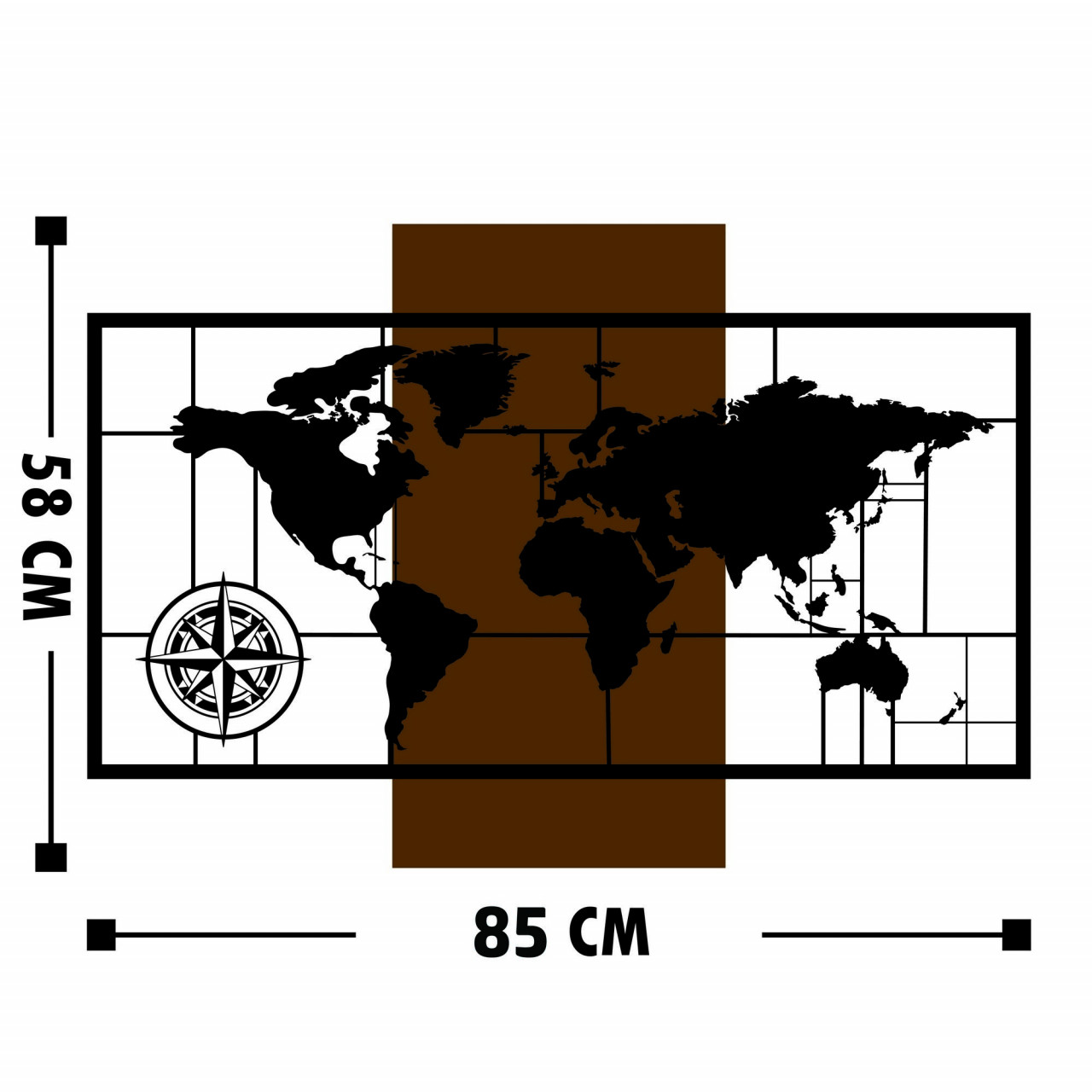 Poze Accesoriu decorativ de perete din lemn World Map with Compass