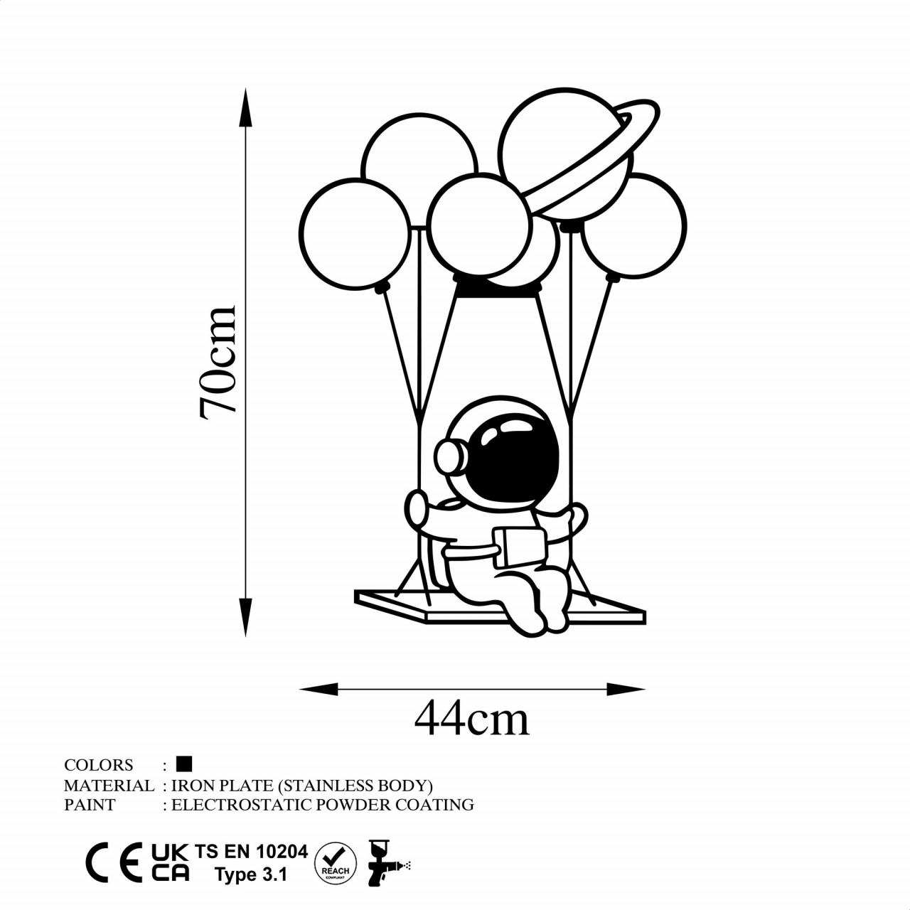 Poze Accesoriu decorativ de perete metalic Astronaut 1