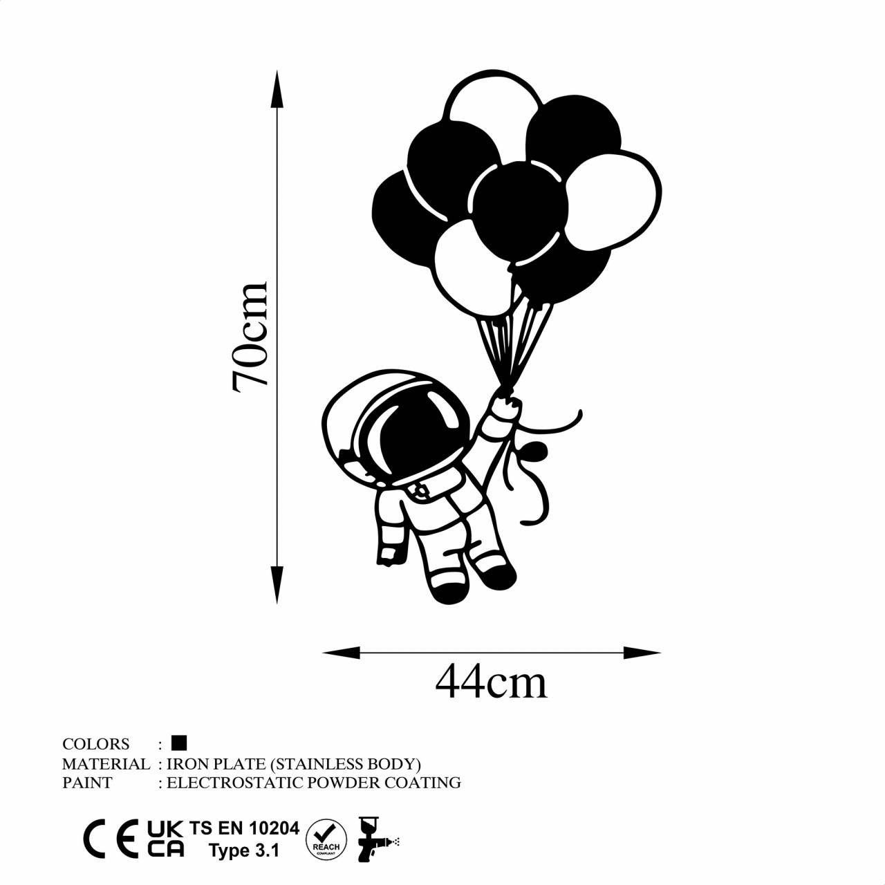Poze Accesoriu decorativ de perete metalic Astronaut 2