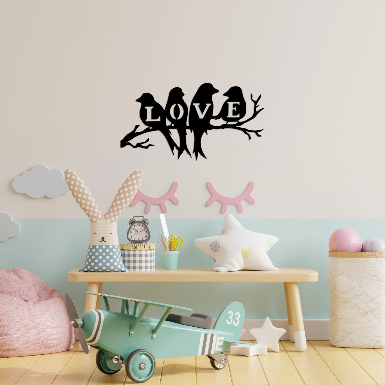 Poze Accesoriu decorativ de perete metalic Birds Love - 522