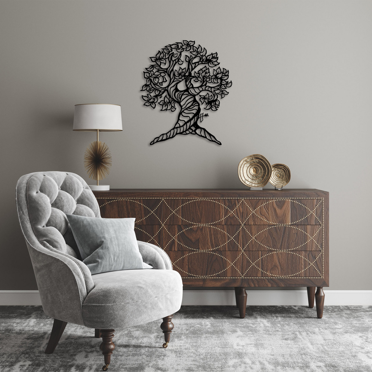 Poze Accesoriu decorativ de perete metalic Monumental Tree - 275