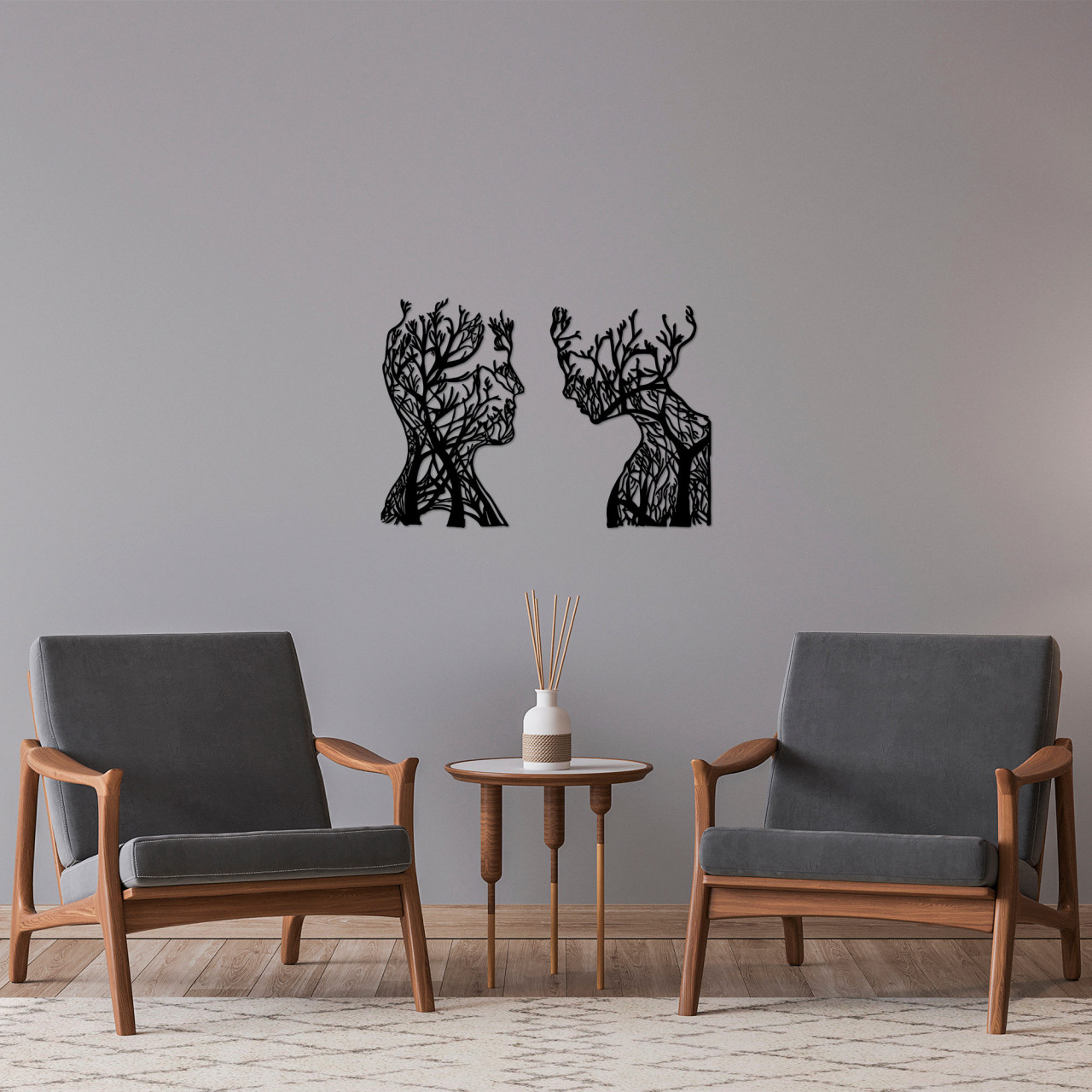Poze Accesoriu decorativ de perete metalic Tree Man And Woman - 325
