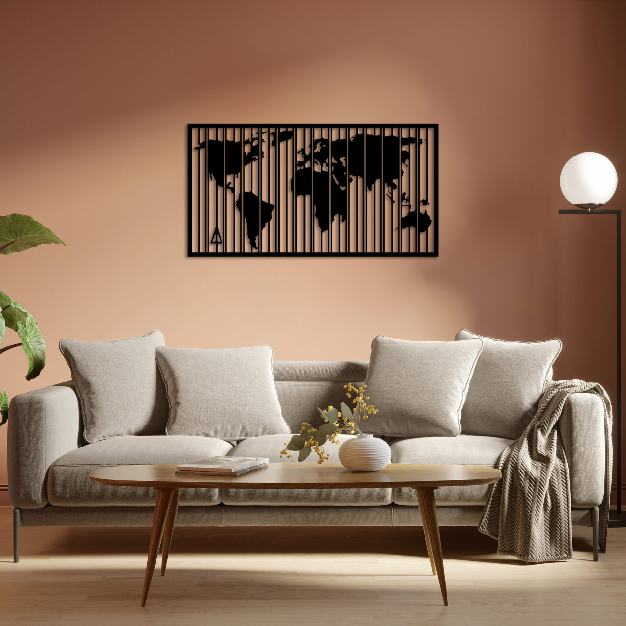 Poze Accesoriu decorativ de perete metalic Wold Map - 282 L