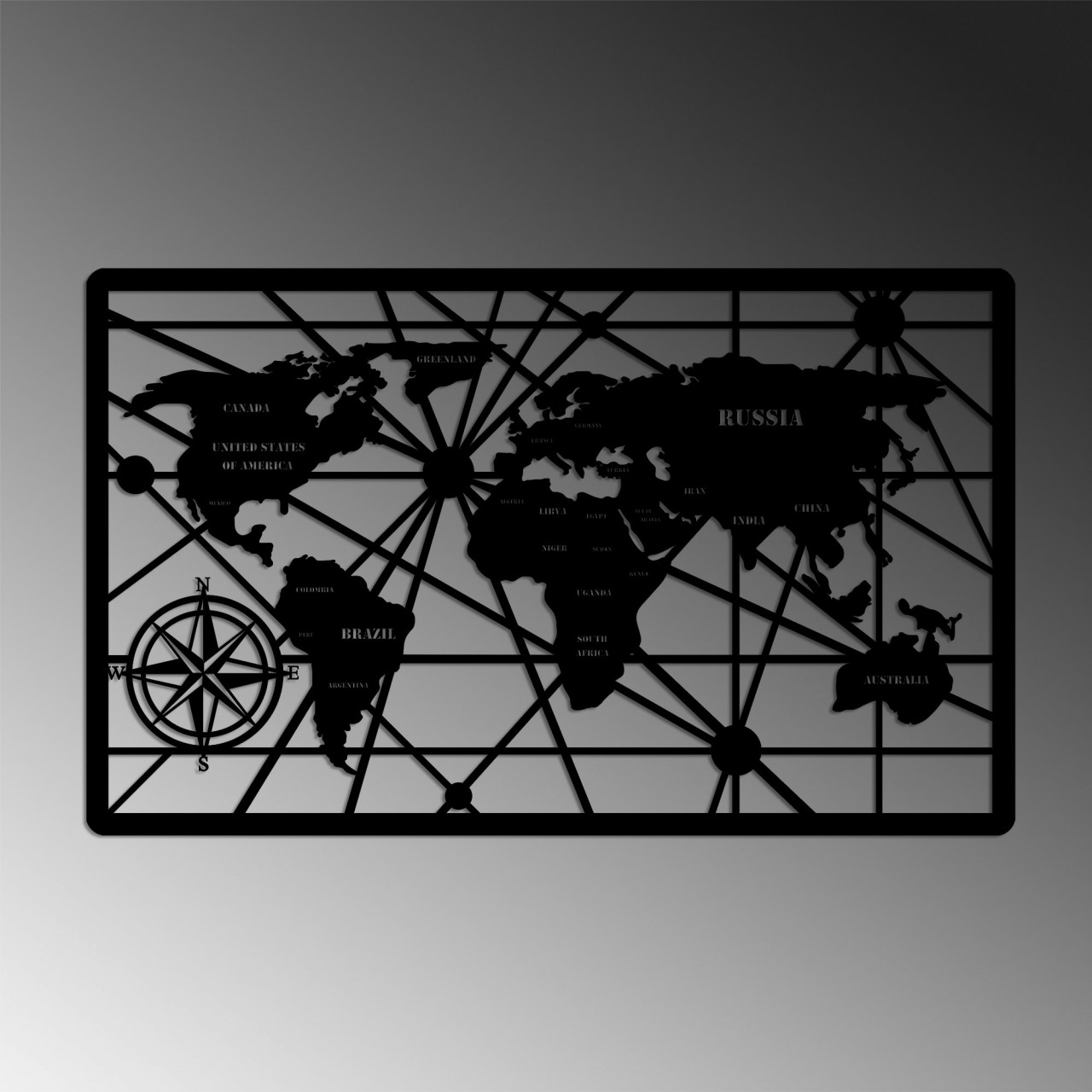 Poze Accesoriu decorativ de perete metalic World Map 7-L