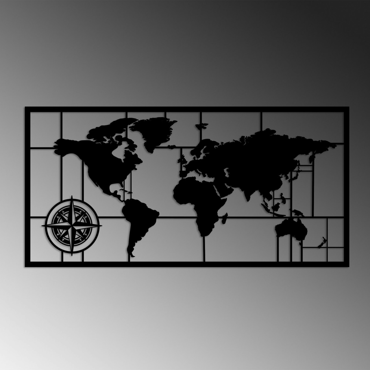 Poze Accesoriu decorativ de perete metalic World Map 9-L