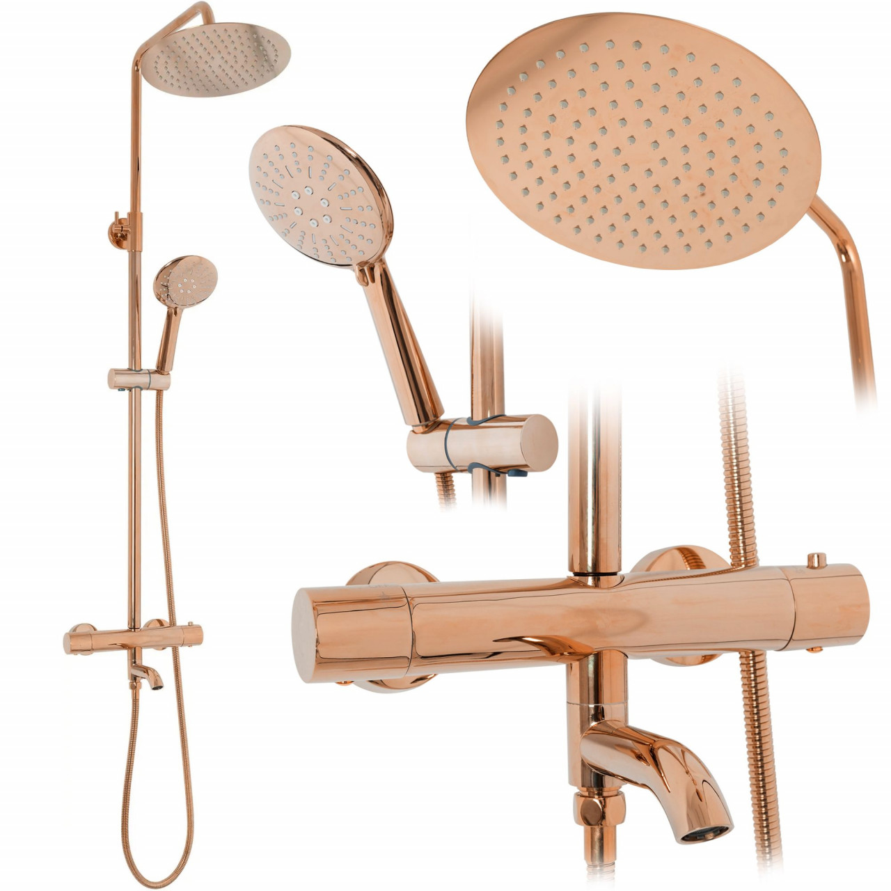 Poze Baterie de dus cu termostat Lungo roz gold