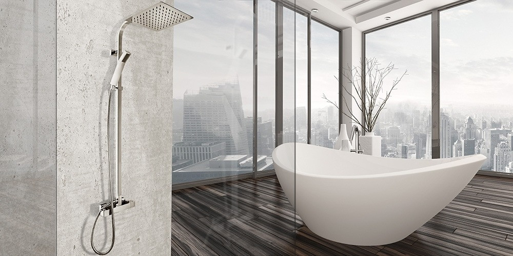 Poze Baterie pentru dus Milan silver reglabilă - H129 cm