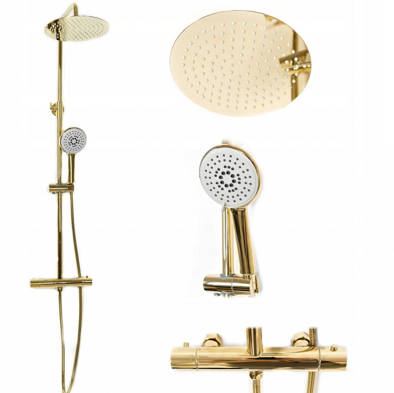 Poze Baterie pentru dus Vincent gold reglabila - H 123,5 cm