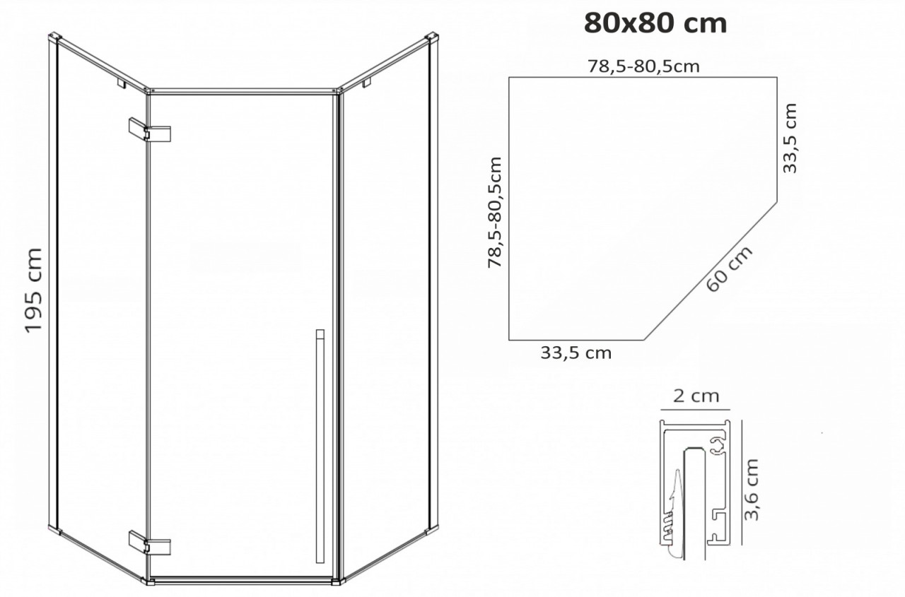 Poze Cabina dus Diamond negru - 80x80 cm