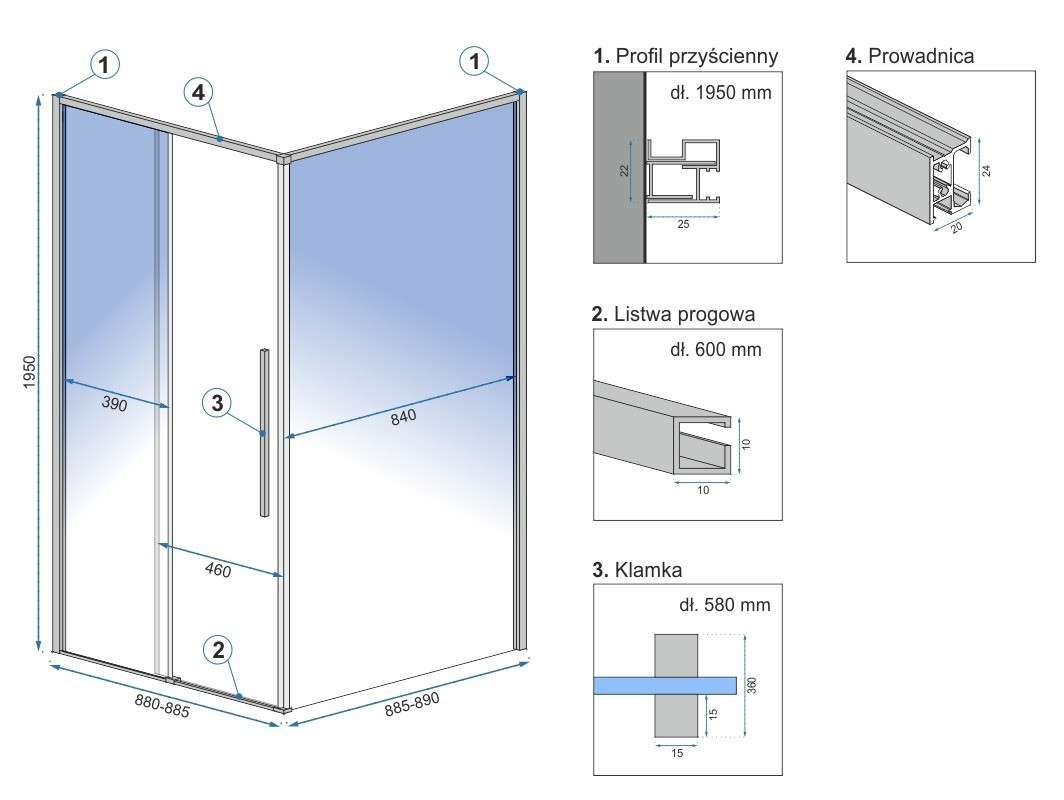 Poze Cabina dus Solar gold - 80x100 cm