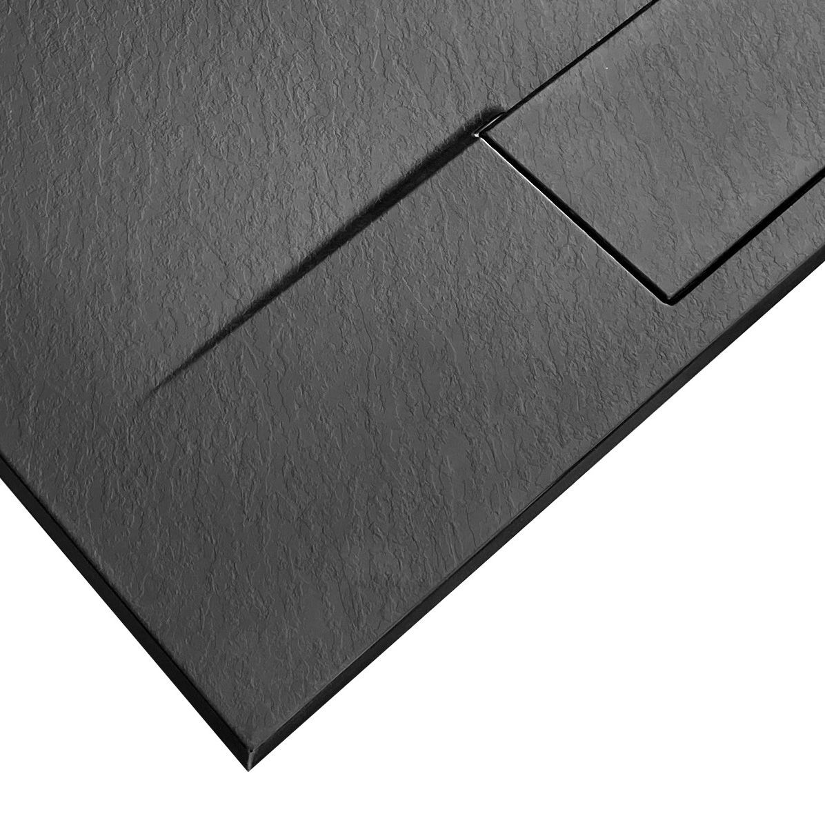 Poze Cadita pentru dus Bazalt Black 80x100