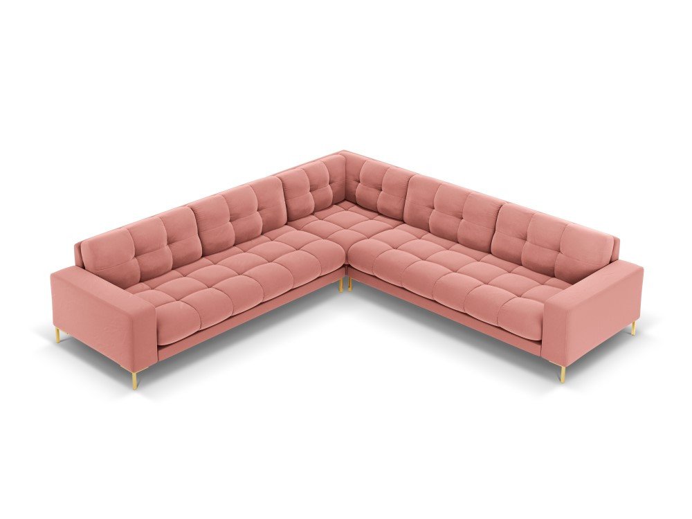Poze Coltar 6 locuri Bali velvet/picioare gold – L256 x l256 x h75