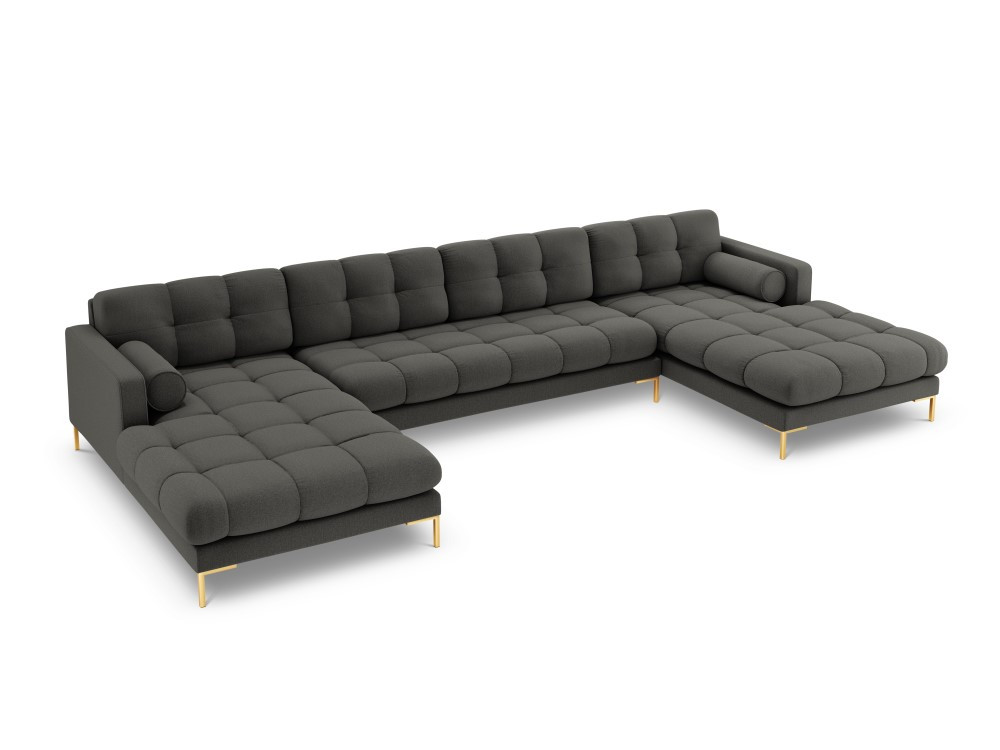 Poze Coltar 7 locuri tapitat Bali picioare gold – L383 x l185 x h75