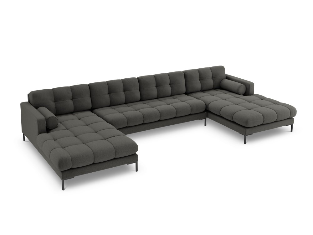 Poze Coltar 7 locuri tapitat Bali picioare negre – L383 x l185 x h75