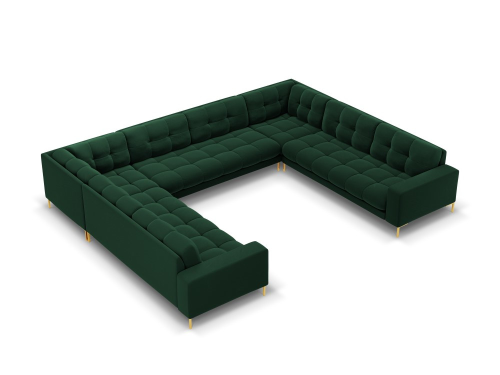 Poze Coltar 9 locuri Bali velvet/picioare gold – L327 x l256 x h75