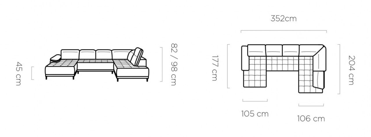 Poze Coltar cu reglaj electric Focus XL – L352 x l204 x h98 cm