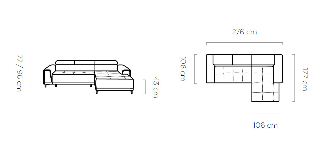 Poze Coltar cu reglaj electric Volta mini – L276 x L177 x h106 cm