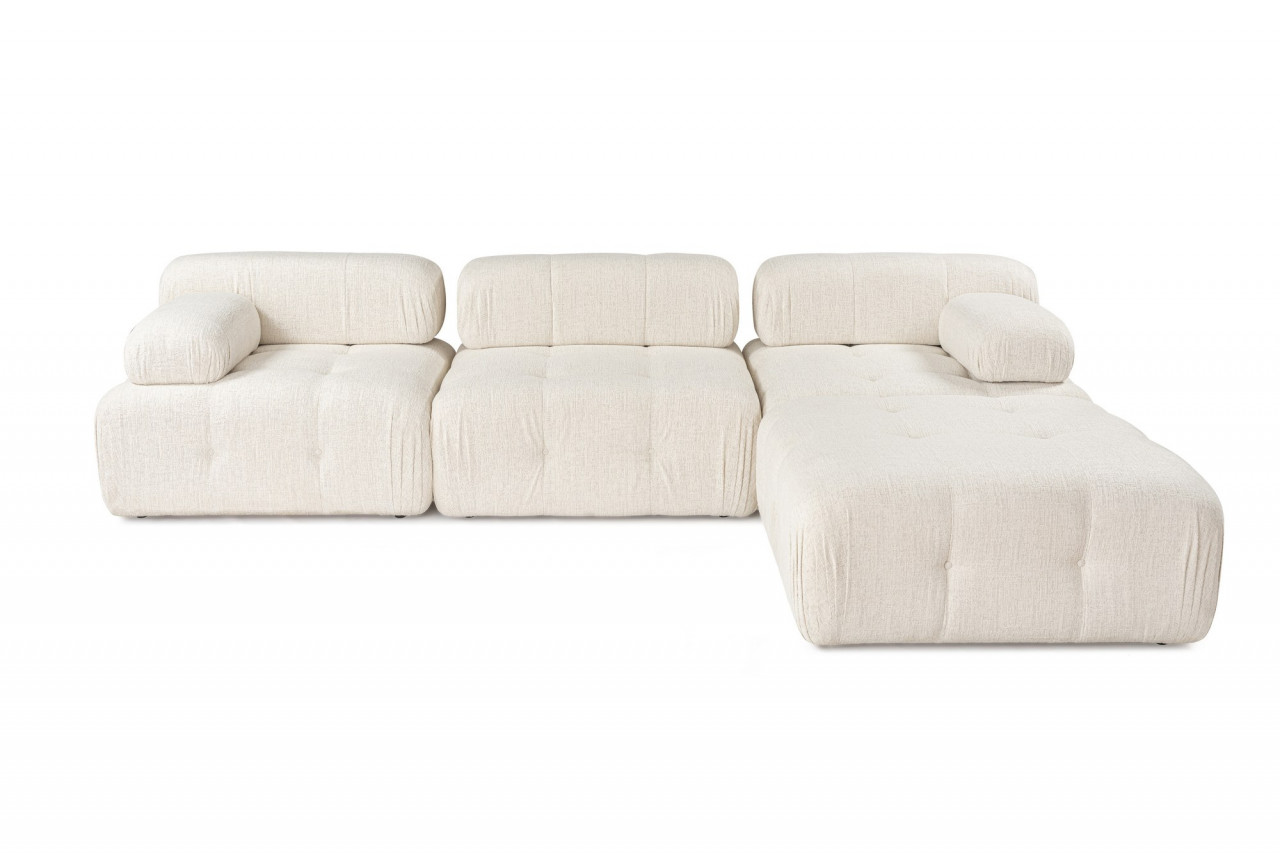 Poze Coltar Doblo cu taburet ( L1-O1-1R-Pouffe) crem