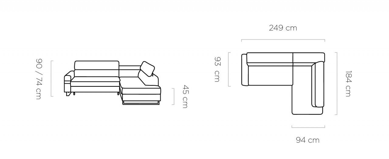 Poze Coltar extensibil Livio - L249 x l184 x h90 cm