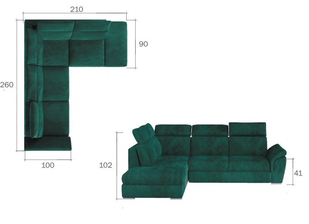 Poze Coltar living extensibil Loreto – L260 x l210 x h102 cm