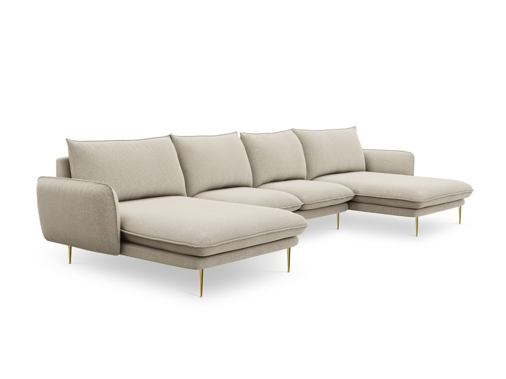 Poze Coltar tapitat Vienna 6 locuri picioare gold – L350 x l170 x h95
