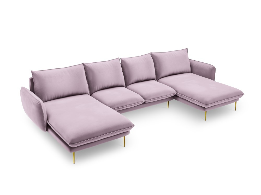 Poze Coltar tapitat Vienna 6 locuri velvet/picioare gold – L350 x l170 x h95