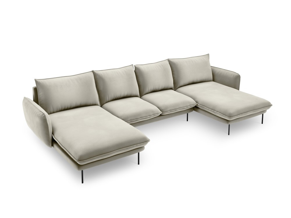 Poze Coltar tapitat Vienna 6 locuri velvet/picioare negru – L350 x l170 x h95